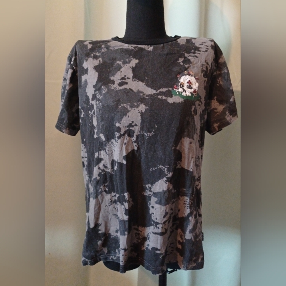 Wxyz Skull Mushroom Camo Graphic T-Shirt Mens Medium Grunge Life Death Attitude - Picture 5 of 10